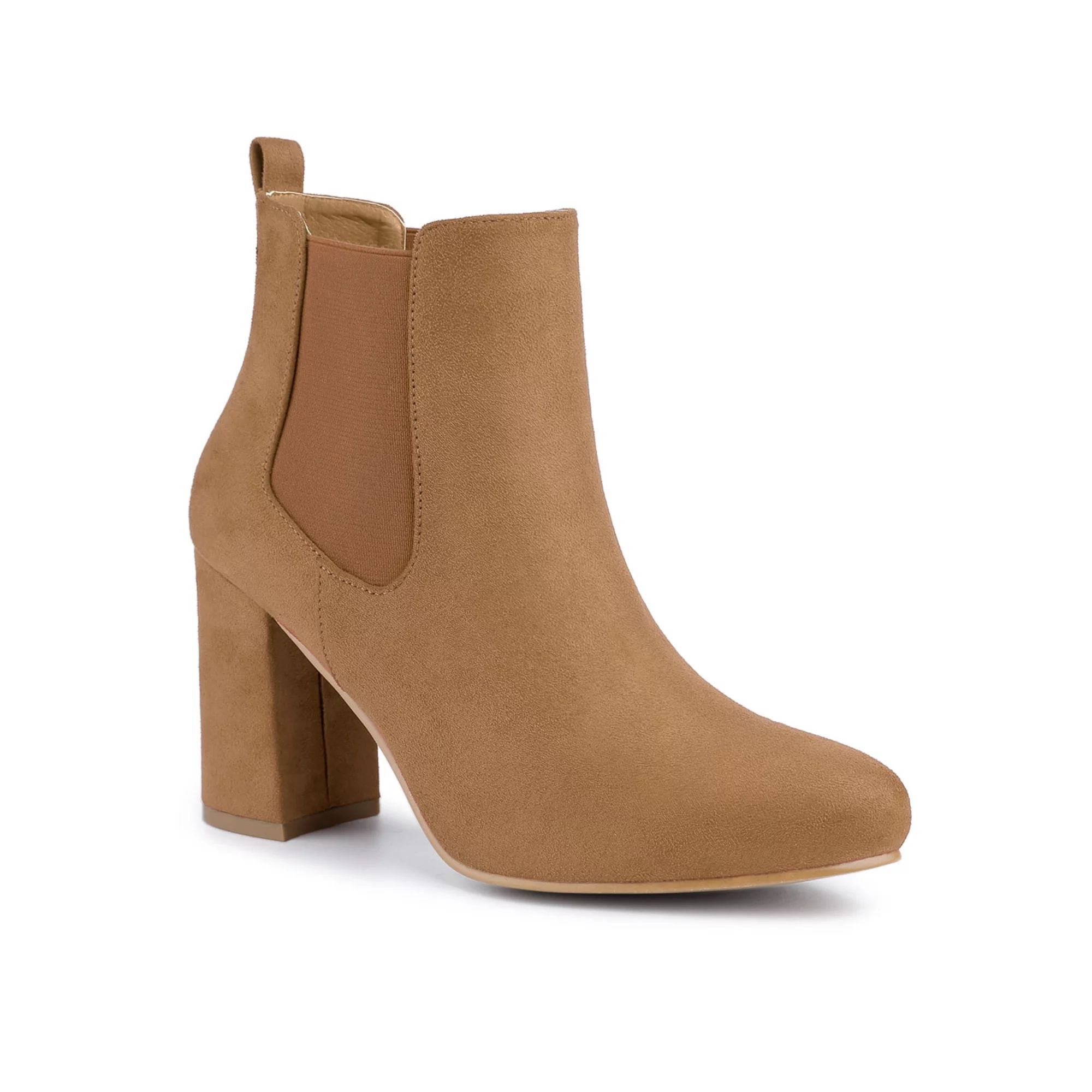 Unique Bargains Women's Round Toe Chunky High Heels Ankle Chelsea Boots | Walmart (US)