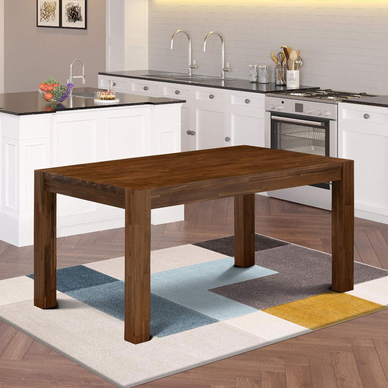 East West Furniture CN6-0N-T Celina Modern Kitchen Table - Rectangle Rustic Wood Dining Table , 3... | Amazon (US)