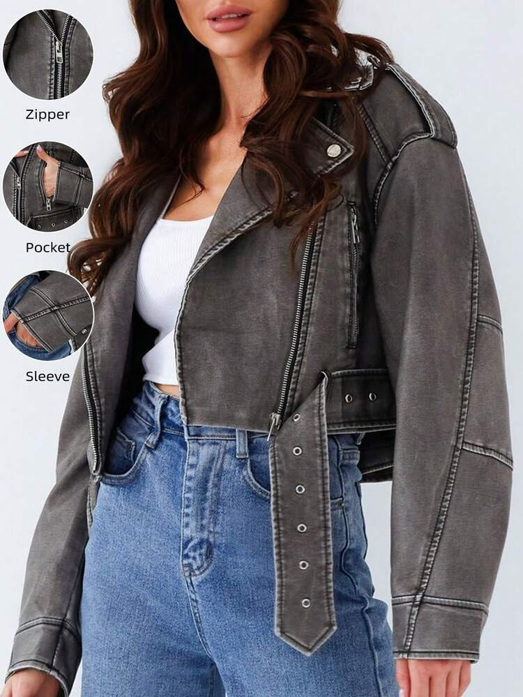 Womens faux leather jacket | SHEIN