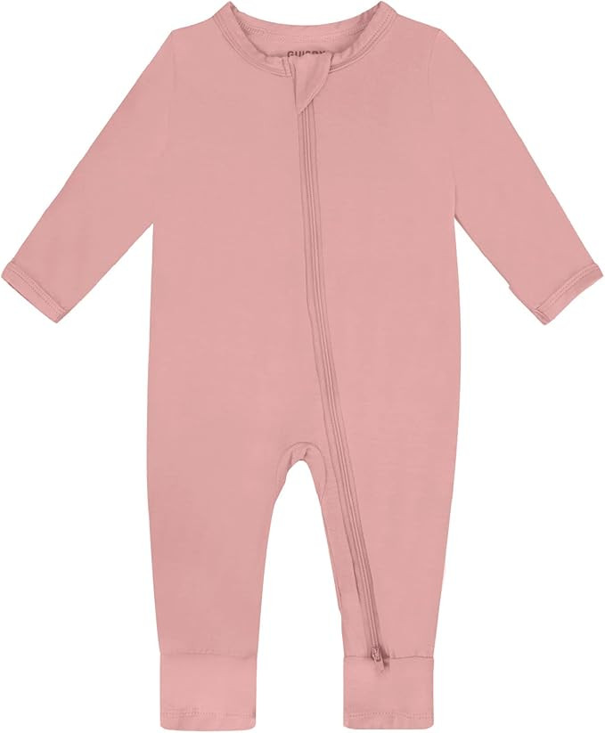 GUISBY Bamboo Baby Rompers, Footless Pajamas 2 Way Zipper Long Sleeve Sleeper | Amazon (US)