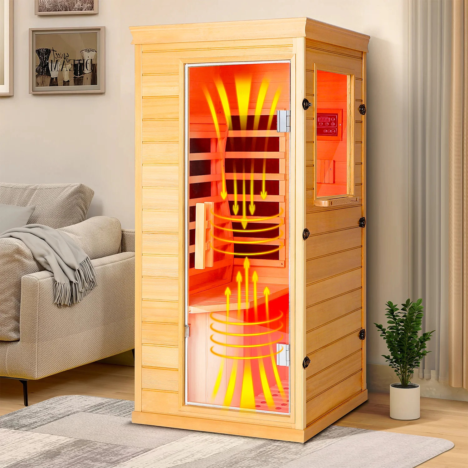 Yiwu Canli E-Commerce Co., Ltd. 1 Person Wood Sauna Room for Home, 850W/110V Infrared Sauna, 31.5”L × 27.5”W × 61”H | Wayfair | Wayfair North America