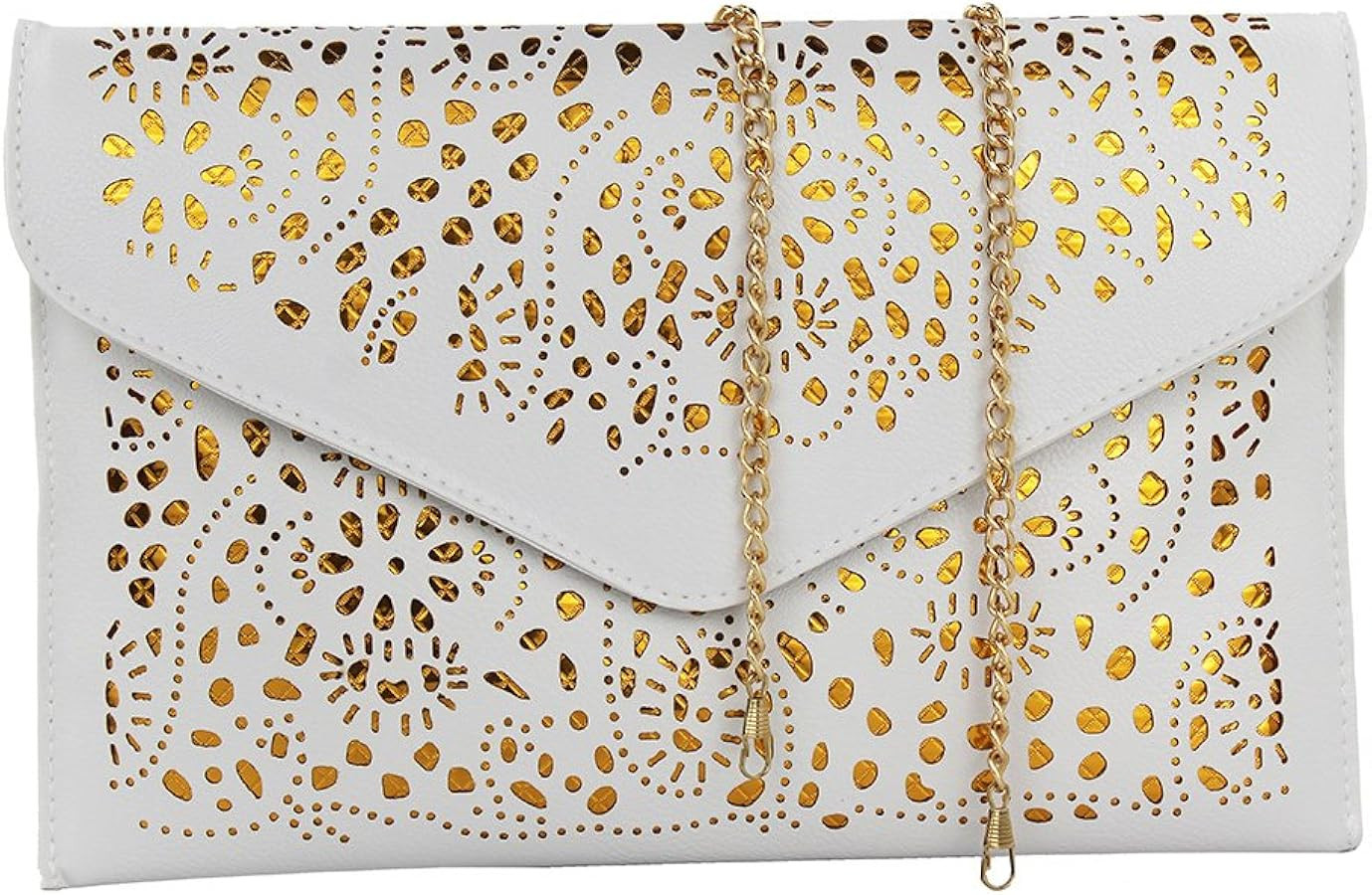 Women's Envelope Wedding Party Purses Chain Shoulder Bag Evening Day Clutch Bag for Ladies (White... | Amazon (US)