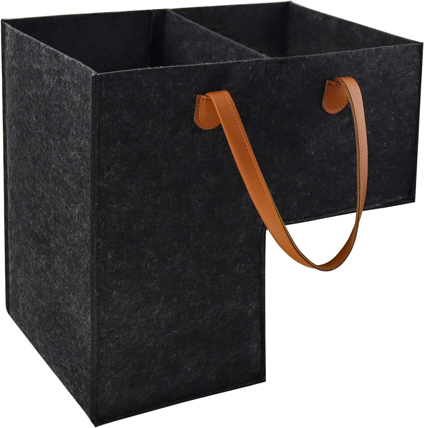 Stair Basket with Leather Handle for Carpeted Stairs, Staircase Basket with Collapsible Baffle fo... | Amazon (US)