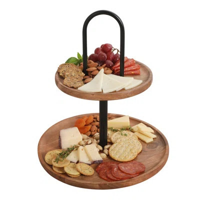 Gibson Home Gracious Dining 2-Tier Round Acacia Wood Serving Tray | Wayfair North America