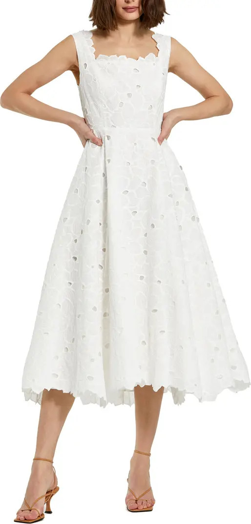 Embroidered Floral A Line Sleeveless Midi Dress | Nordstrom