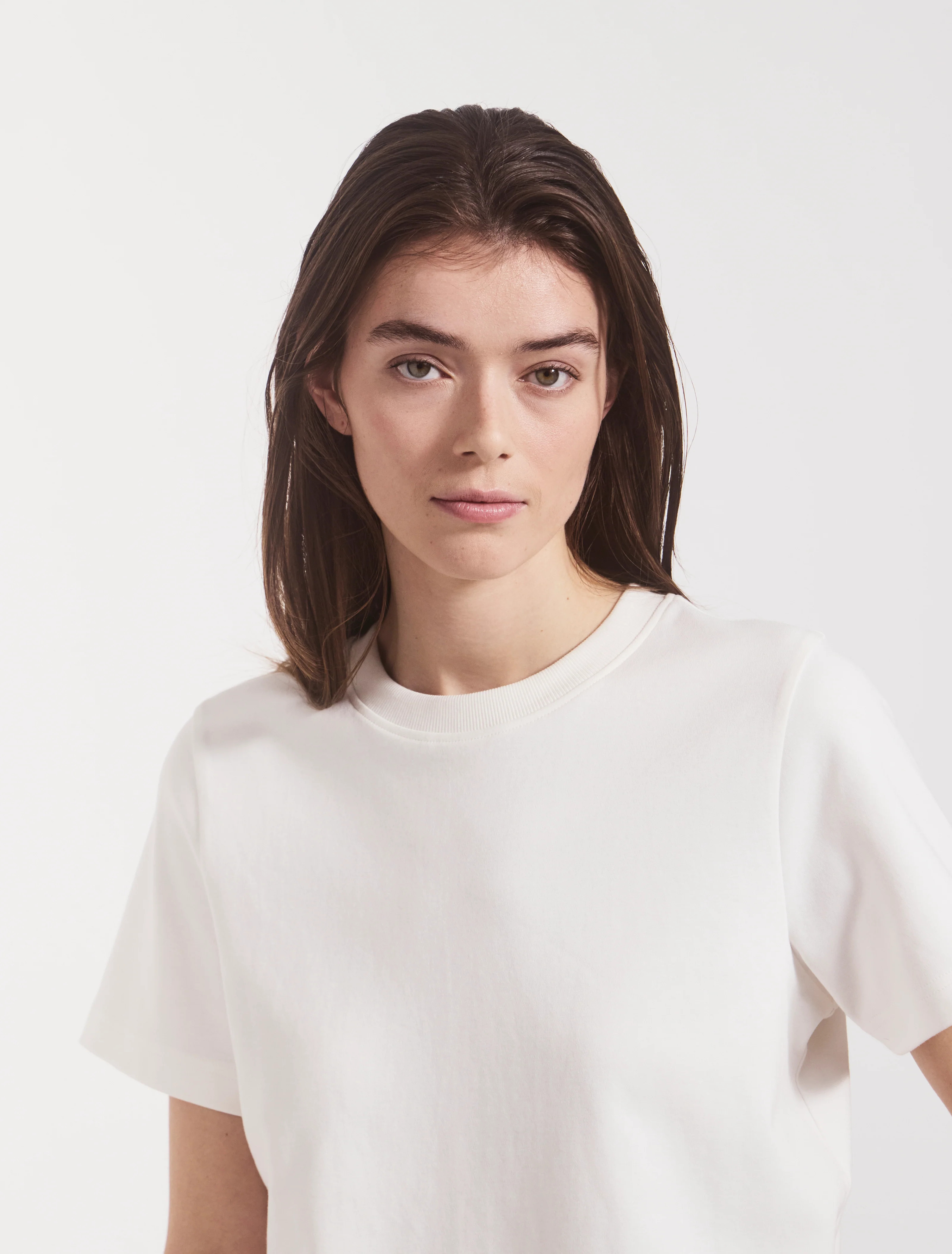 Compact Cotton Boxy T-shirt in Off White | NinetyPercent