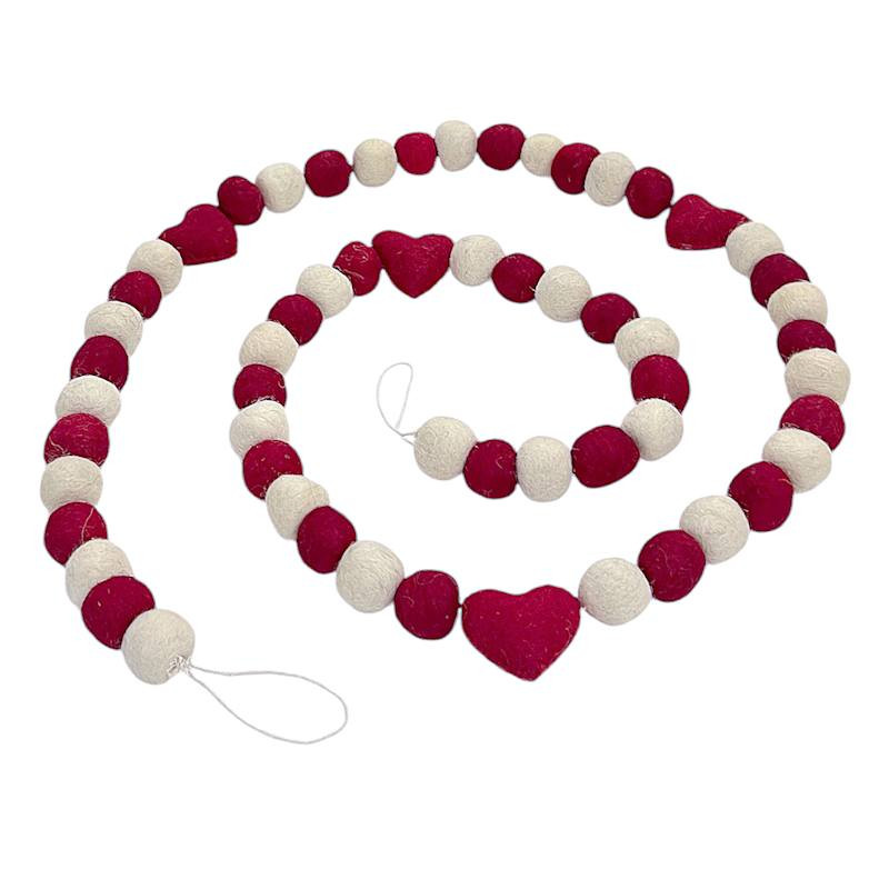 Red & White Heart Felt Garland, 72" | At Home