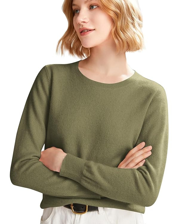 Cashmere Sweaters for Women Long Sleeve Crew Neck Soft Warm Pullover Tops Lightweight Wool Knit S... | Amazon (US)