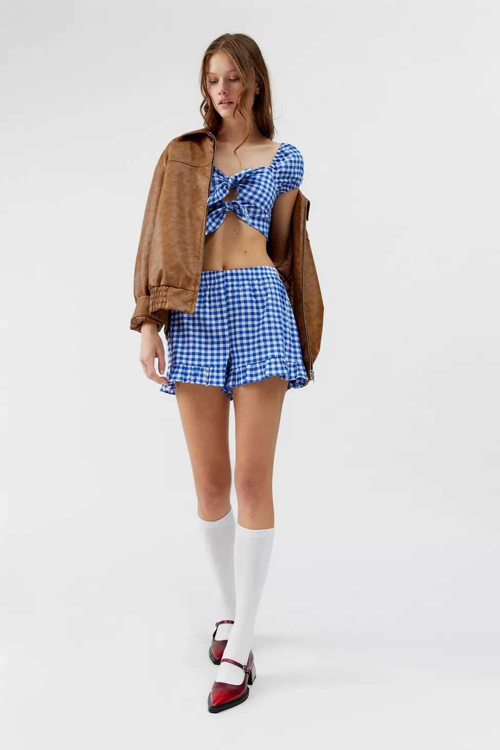 Urban Renewal Remnants Gingham Ruffle Pull-On Short | Urban Outfitters (US and RoW)
