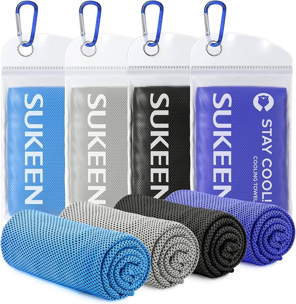 Sukeen [4 Pack] Cooling Towel (40"x12"),Ice Towel,Soft Breathable Chilly Towel,Microfiber Towel for Yoga,Sport,Running,Gym,Workout,Camping,Fitness,Workout & More Activities | Amazon (US)