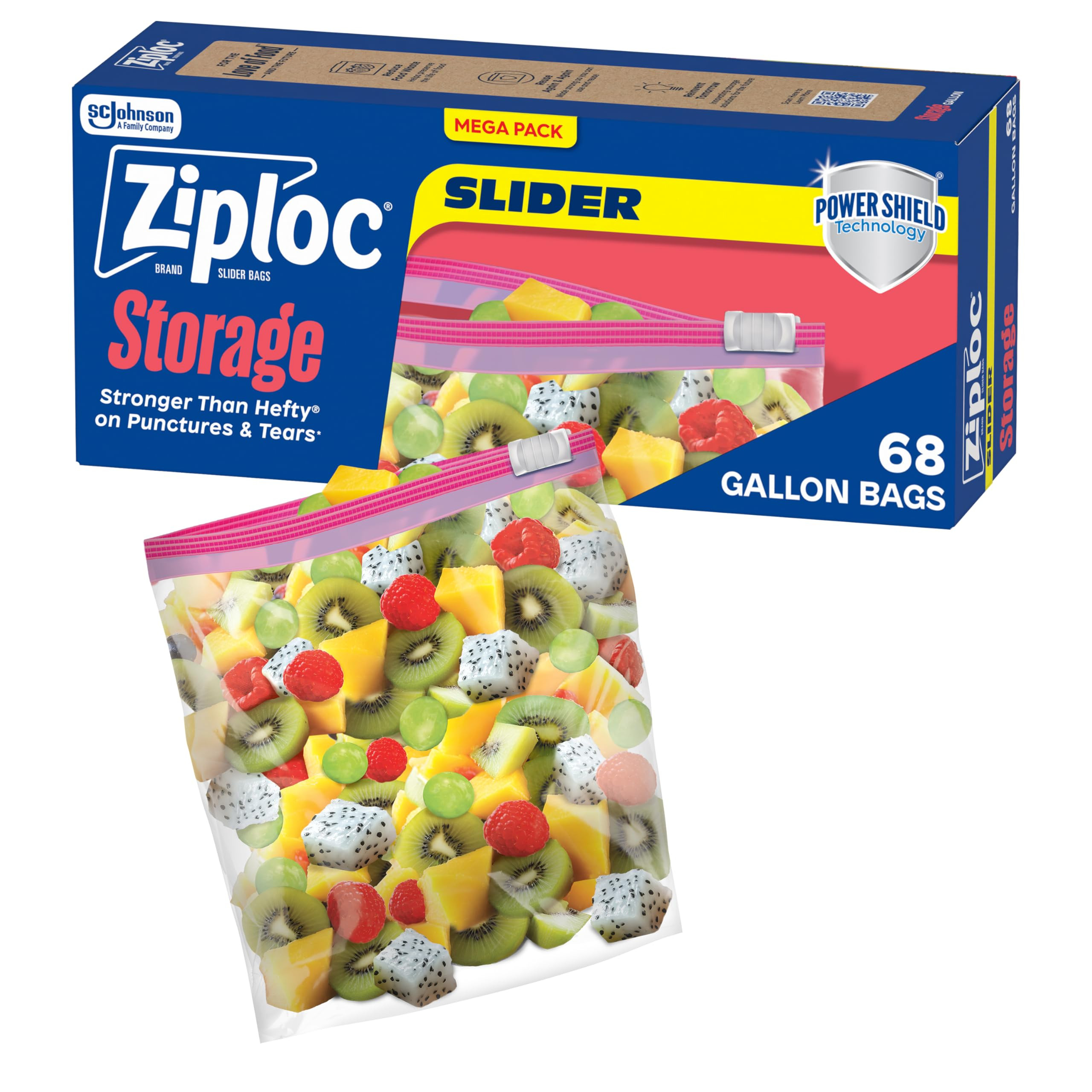 Ziploc Gallon Food Storage Slider Bags, Power Shield Technology for More Durability, 68 Count | Amazon (US)