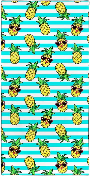 Cute Pineapple Beach Towel, 36"x72" Sand Free Quick Dry Thin Lightweight Microfiber Striped Towel... | Amazon (US)