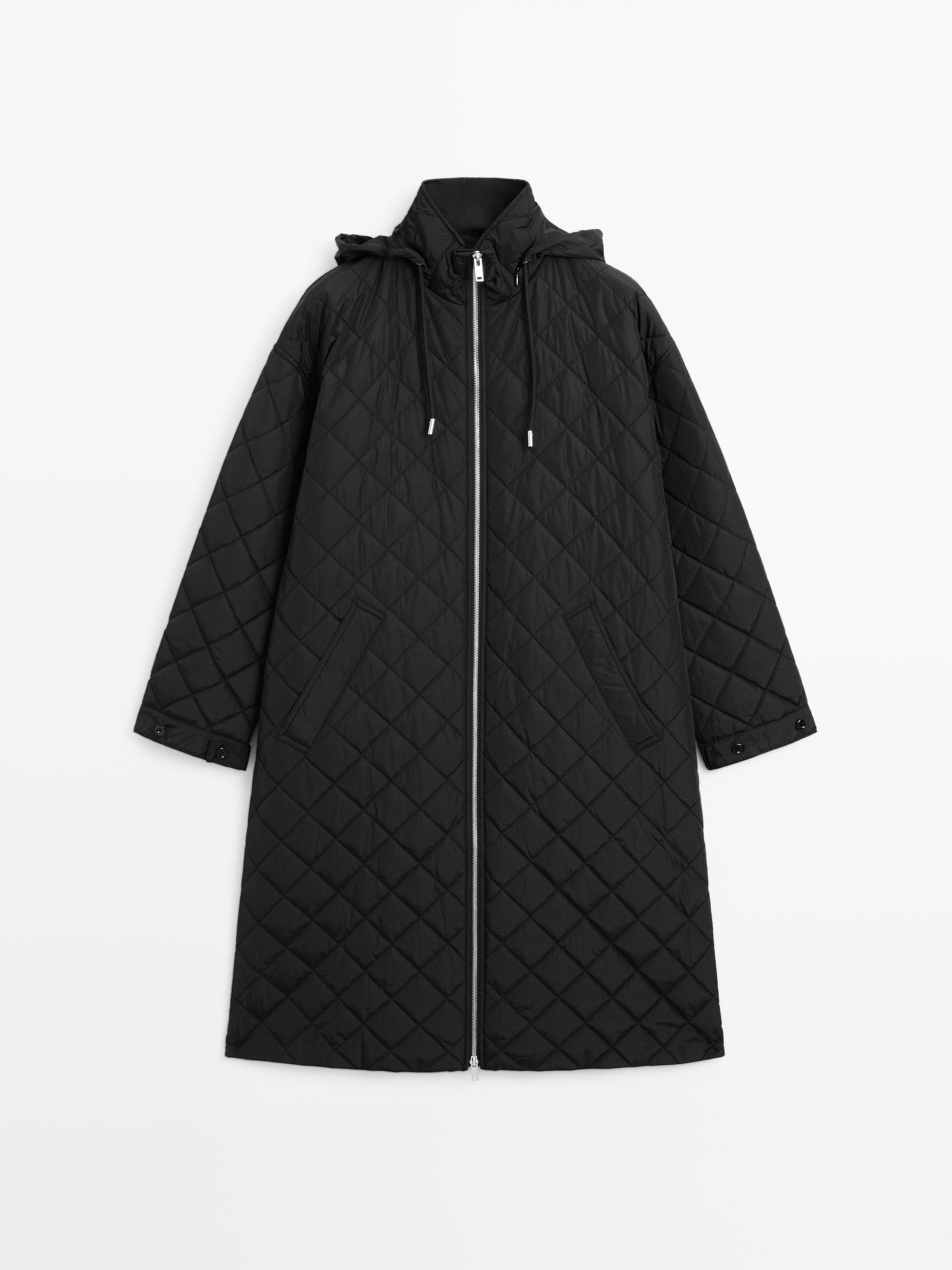 Long water-repellent oversize quilted parka | Massimo Dutti UK