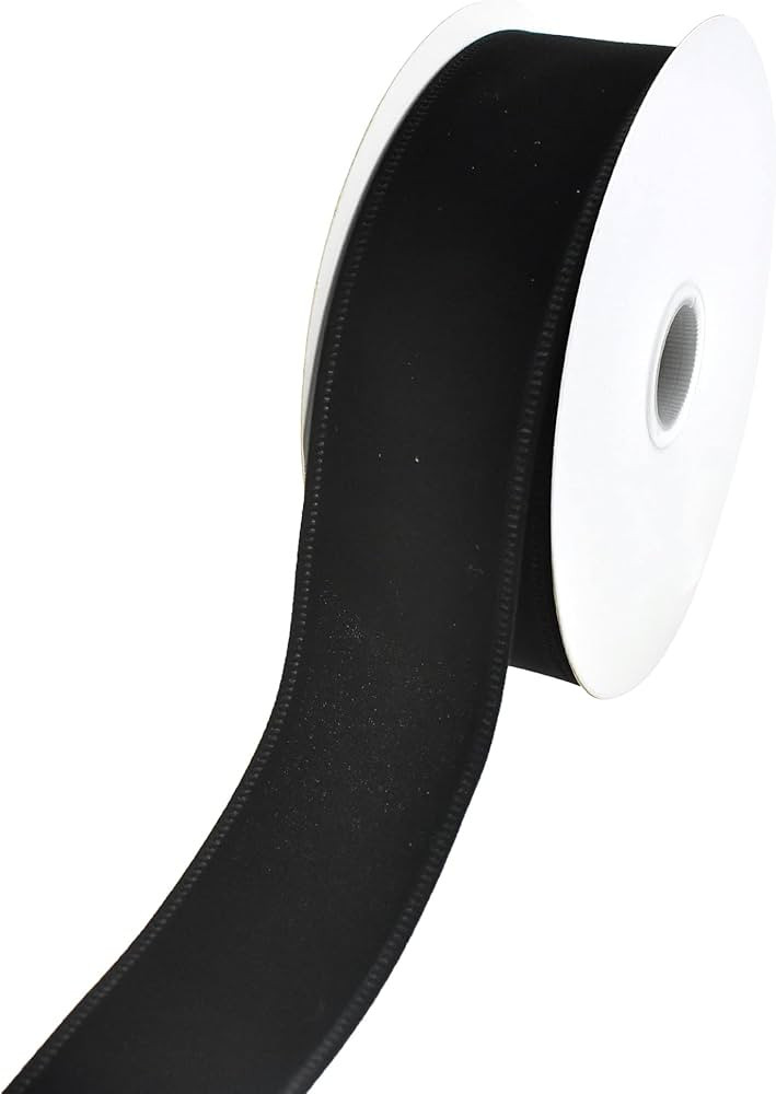 Homeford Christmas Velvet Wired Edge Ribbon, 1-1/2-inch, 10-Yard, Black | Amazon (US)
