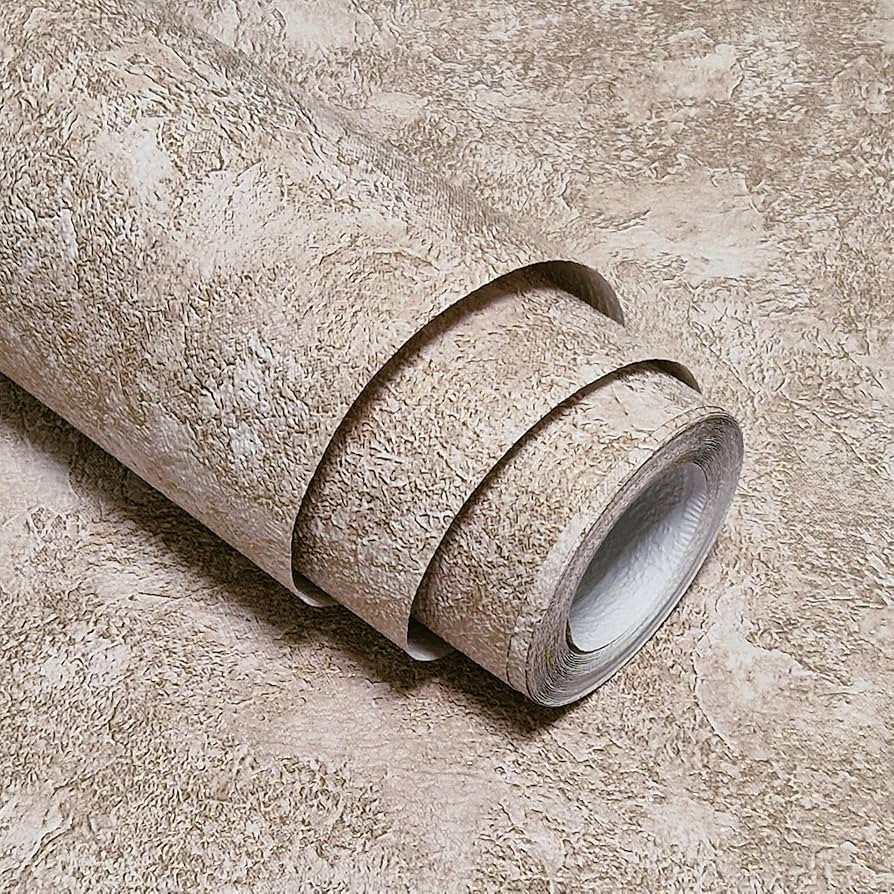 Embossed Light Coffee and Gold Textured Wallpaper - Victorian Wall Covering Plaster Look, 33 ft x... | Amazon (US)