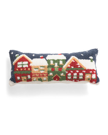 9x20 Holiday Home Hooked Decorative Pillow | TJ Maxx