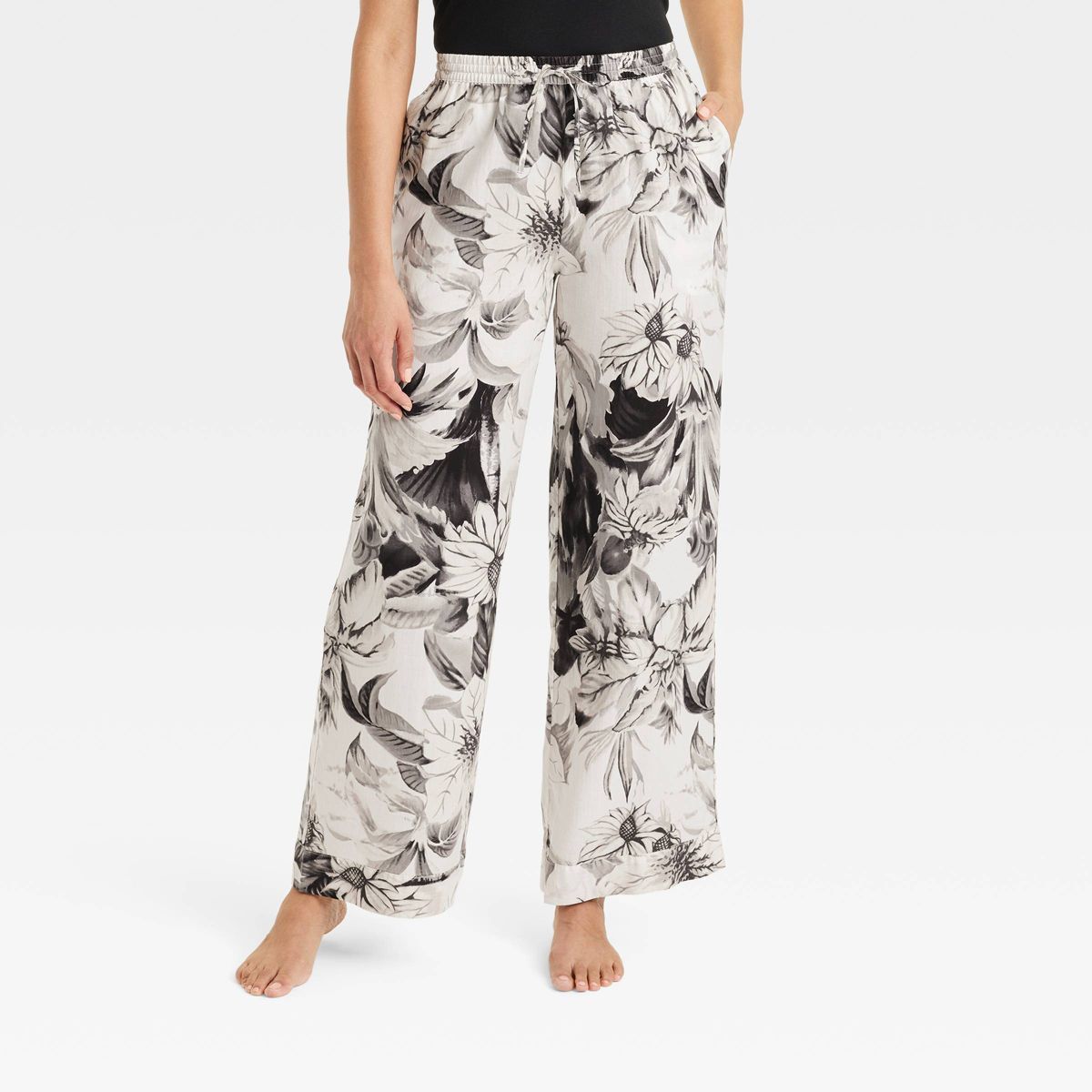 Women's Cotton Blend Pajama Pants - Stars Above™ Black/White/Floral L | Target