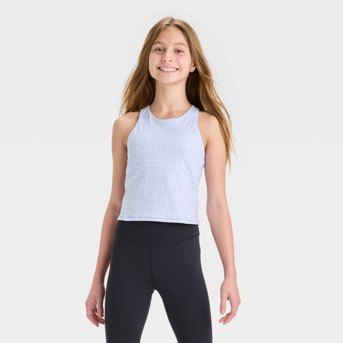 Girls' Crop Tank Top - All In Motion™ Light Blue L | Target
