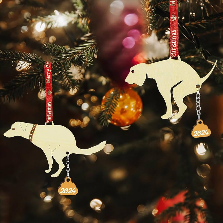 Pet Dog Cat Christmas Ornaments Funny Dog Poping Ornaments for Christmas Tree Wood Laser Engraved... | Amazon (US)