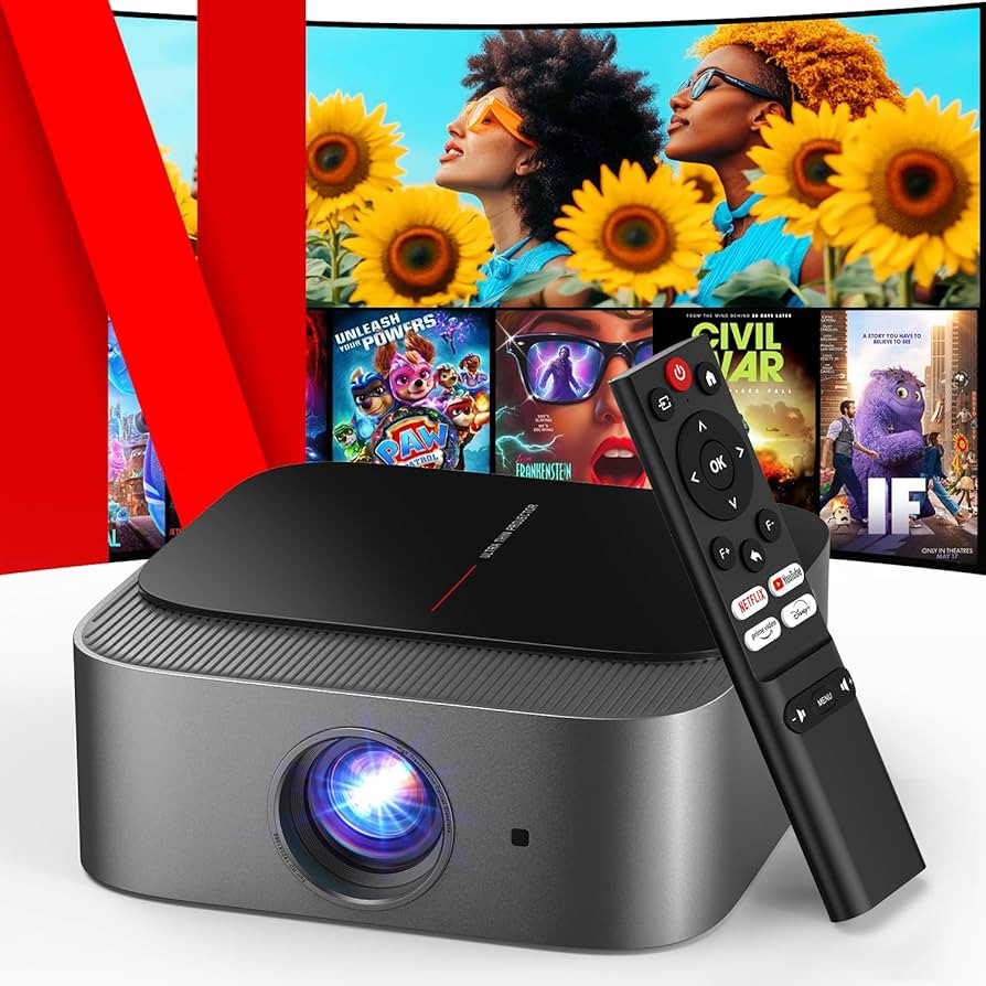 [2025 Netflix-Official | 386+ Built-in Apps] DBPOWER E2 Smart Projector with WiFi and Bluetooth, ... | Amazon (US)