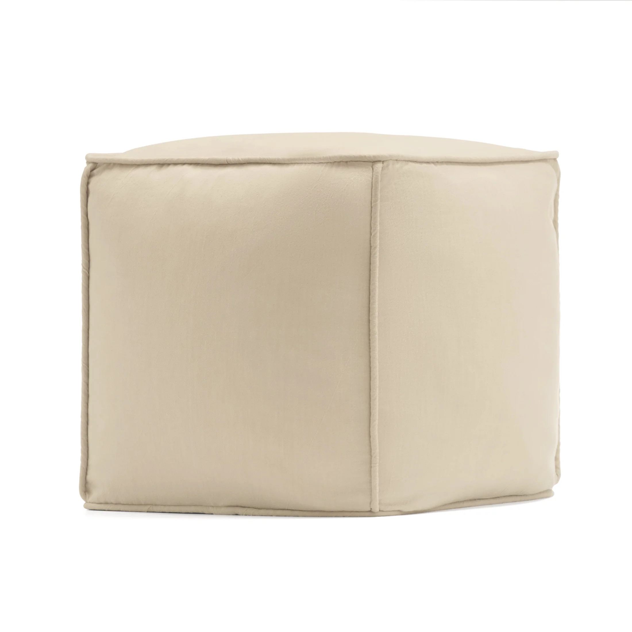 Gap Home Washed Denim Indoor Floor Pouf Khaki 16" x 16" x 16" | Walmart (US)