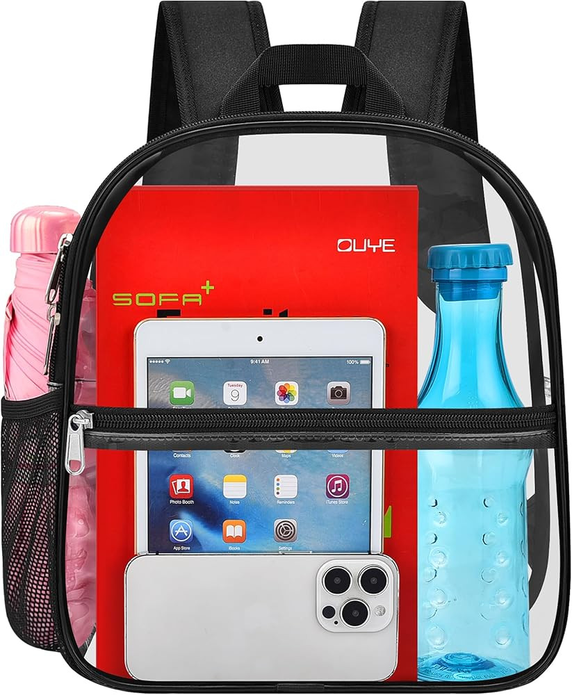Amazon.com: Oraben Clear Backpack Stadium Approved, Clear Bag 12 x 6 x 11 in, Small Transparent B... | Amazon (US)