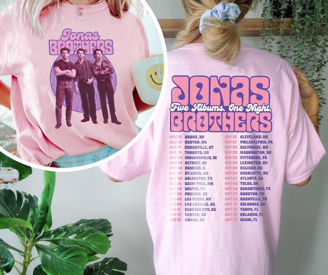 Jonas Brothers Purple Retro Shirt, Vintage Jonas Brothers Shirt, Five Albums One Night Tour, Jona... | Etsy (US)