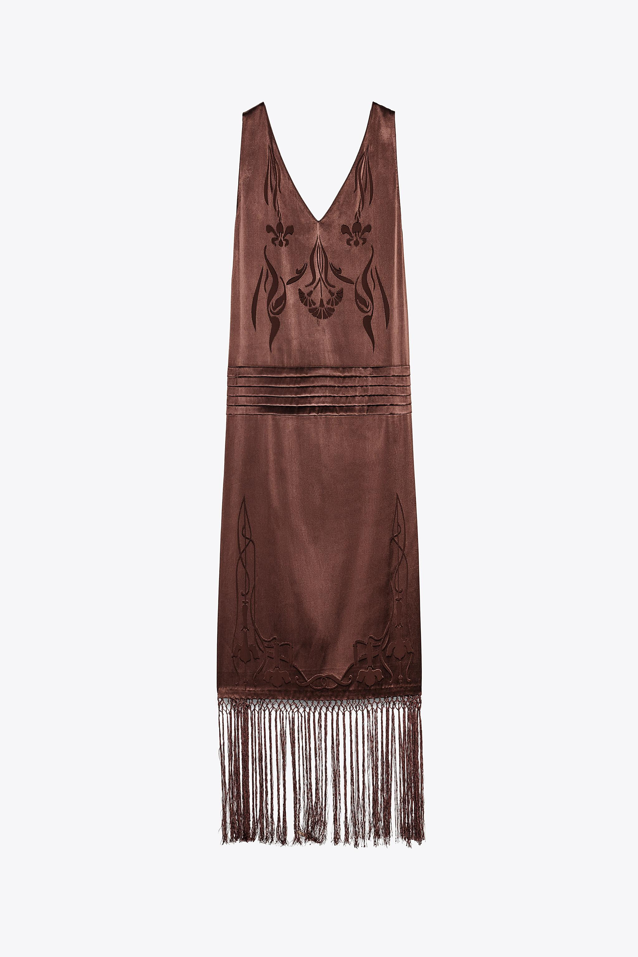 ZW COLLECTION EMBROIDERED FRINGE DRESS | Zara US