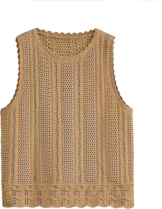 KIRUNDO Beach Vacation Clothes for Women Spring Summer Crochet Sweater Vest Tank Tops Cover Ups R... | Amazon (US)