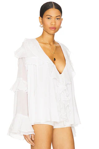 Joss Ruffle Top in White Voile | Revolve Clothing (Global)
