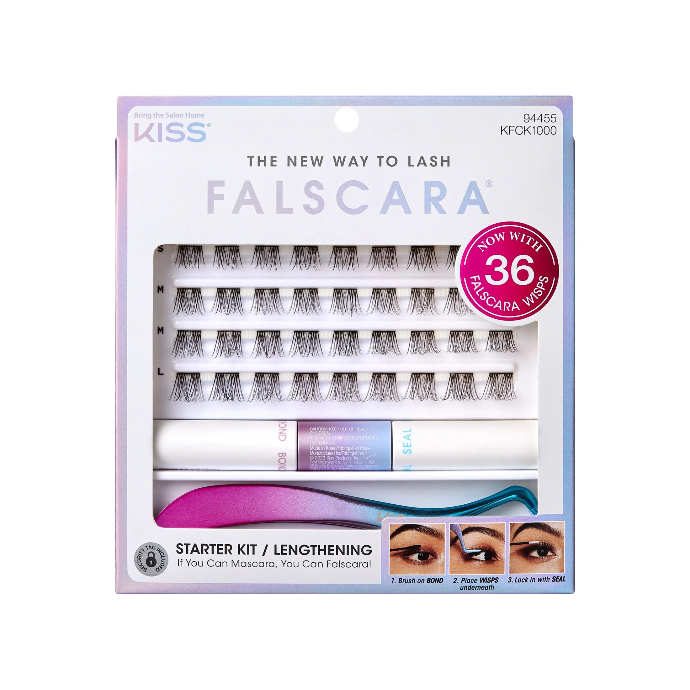 KISS FALSCARA False Eyelashes Lash Extension Kit, Lengthening Wisps, 36 Lash Clusters | Walmart (US)