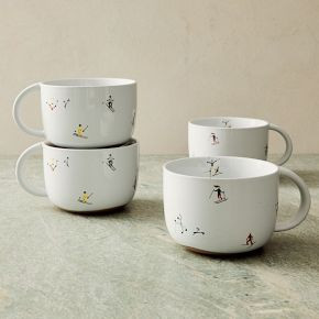 Holiday Skiers Wonderland Oversized Mugs (Set of 4) | West Elm (US)