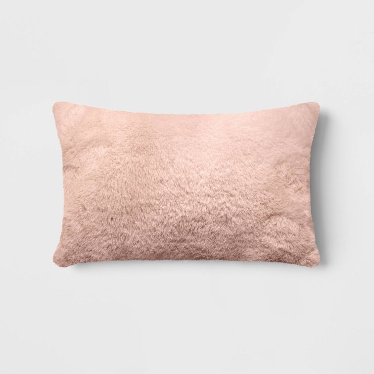 Faux Rabbit Fur Lumbar Throw Pillow - Room Essentials™ | Target