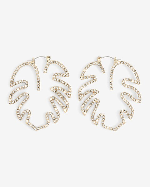 Pave Palm Leaf Chandelier Drop Earrings | Express
