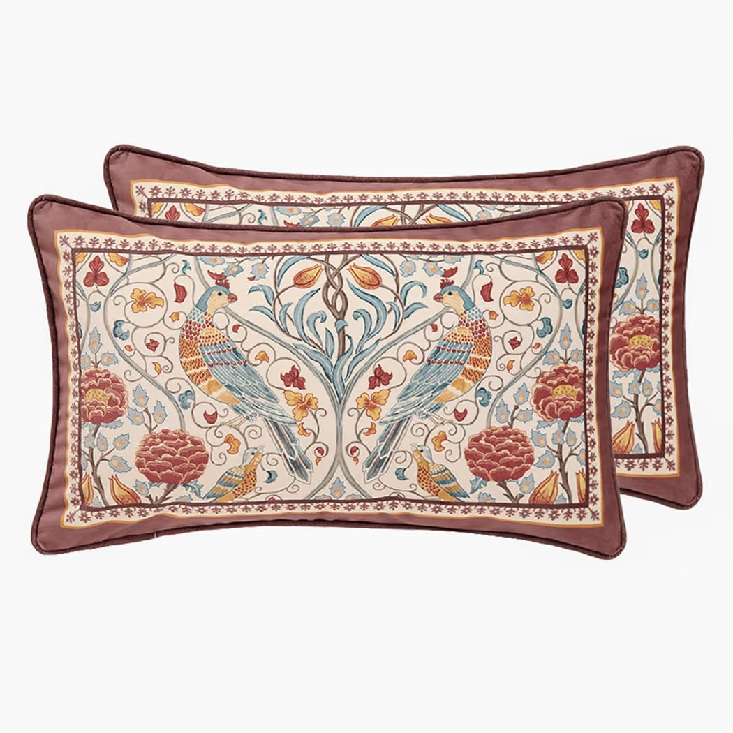 patdrea Throw Pillow Covers 12"x20", Red Soft Velvet Lumbar Pillows Cover Set of 2 | Amazon (US)