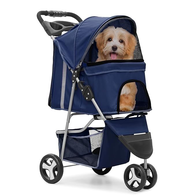 MoNiBloom 3 Wheels Pet Stroller, Foldable Dog Cat Cage Jogger Stroller with Weather Cover for All... | Amazon (US)