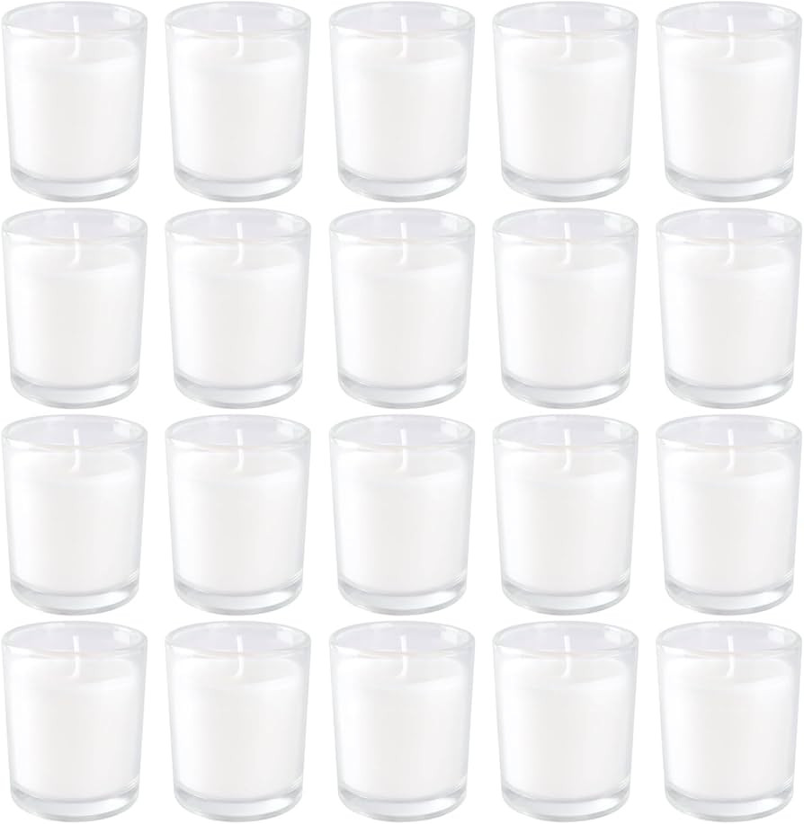 20 Pack Warm White Unscented Votive Candles-Clear Glass Filled Hand Poured Wax Candle Gifts for A... | Amazon (US)
