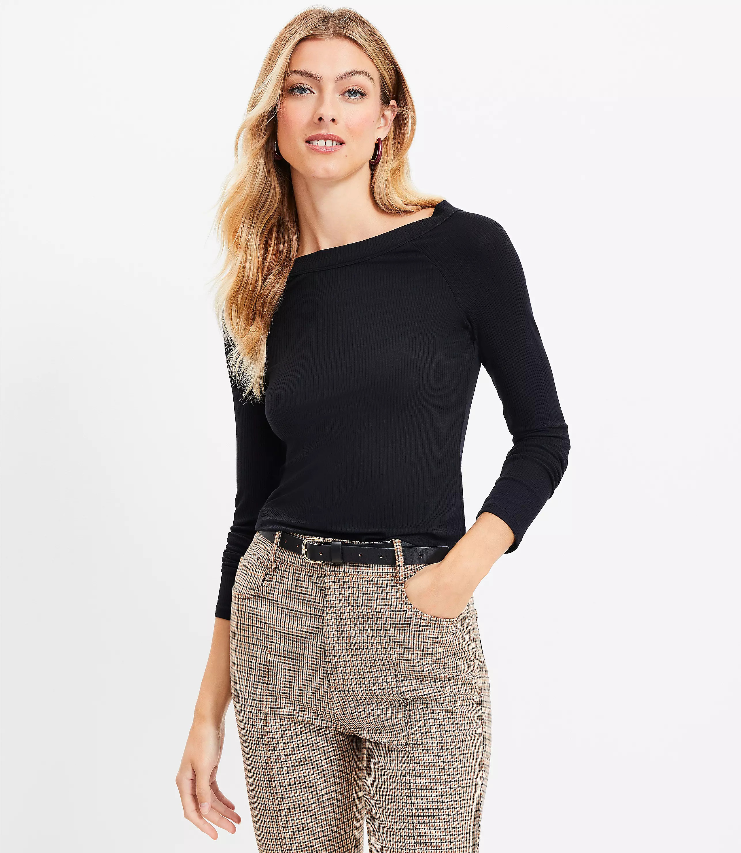 Ribbed Boatneck Top | LOFT