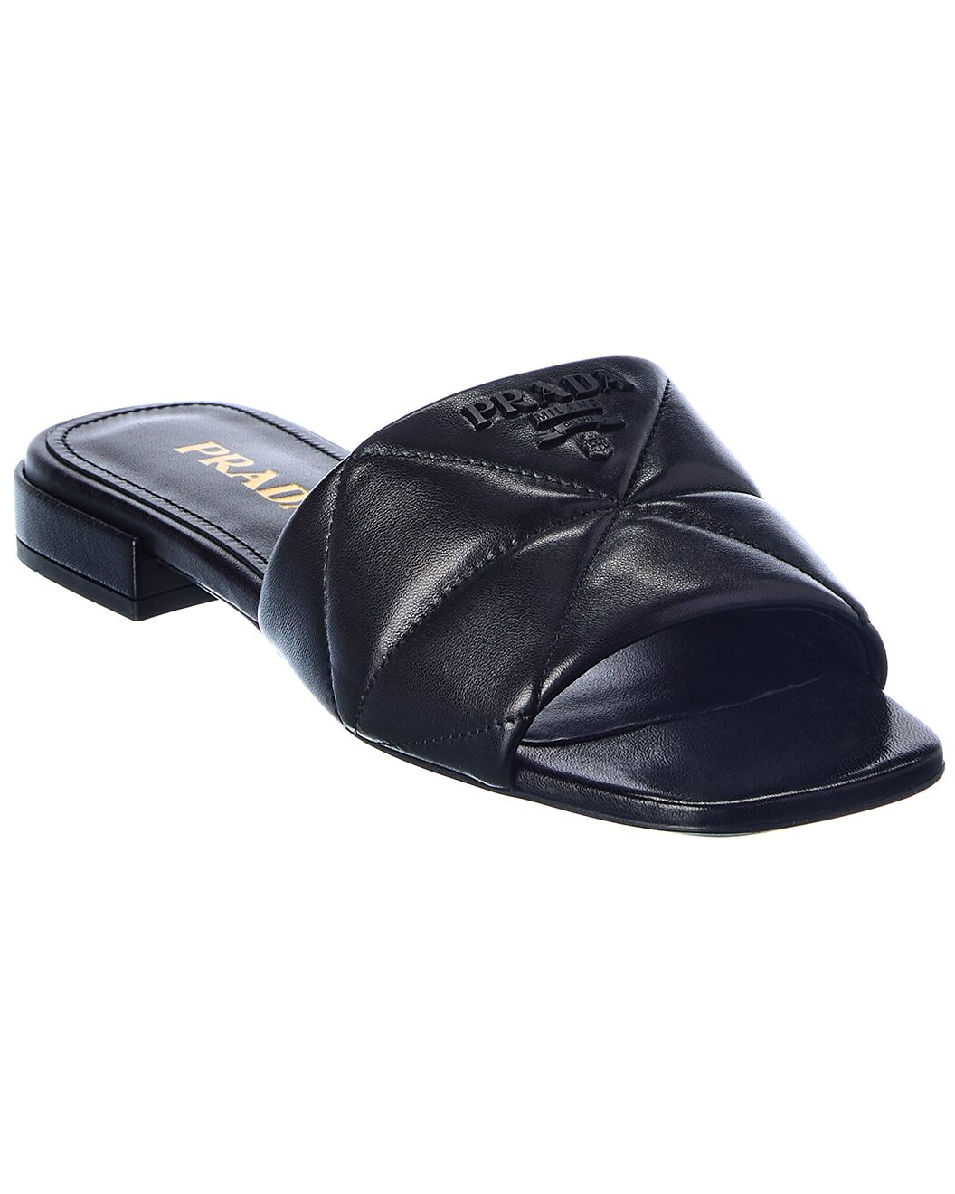 Logo Padded Leather Sandal | Gilt & Gilt City