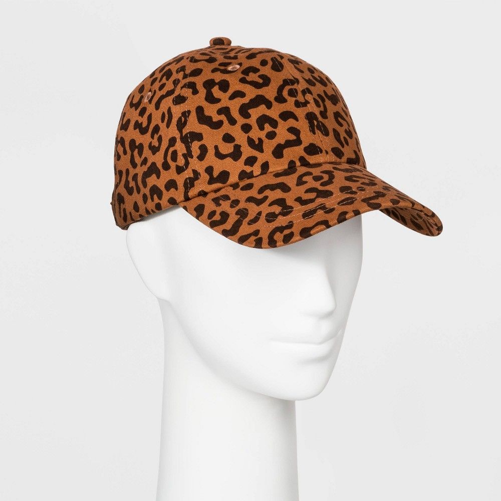 Women's Leopard Print Brushed Soft Hand Cotton Canvas Baseball Hat - Wild Fable Brown | Target
