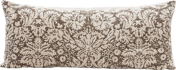 Creative Co-Op Cotton Chenille Jacquard Lumbar, Brown & Cream Color Pillow | Amazon (US)