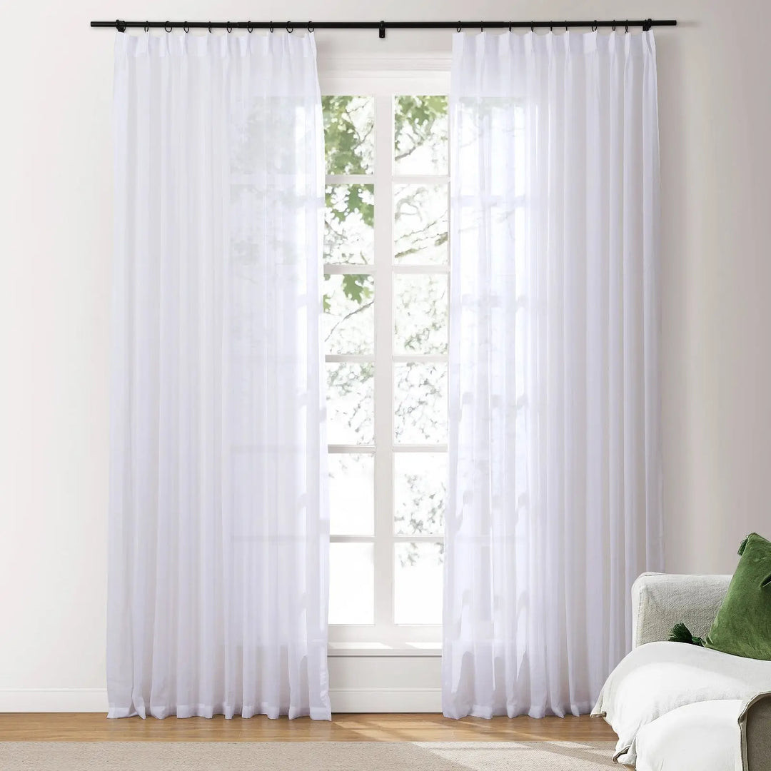 Scandina Solid Voile Sheer Curtain Pleated | TWOPAGES