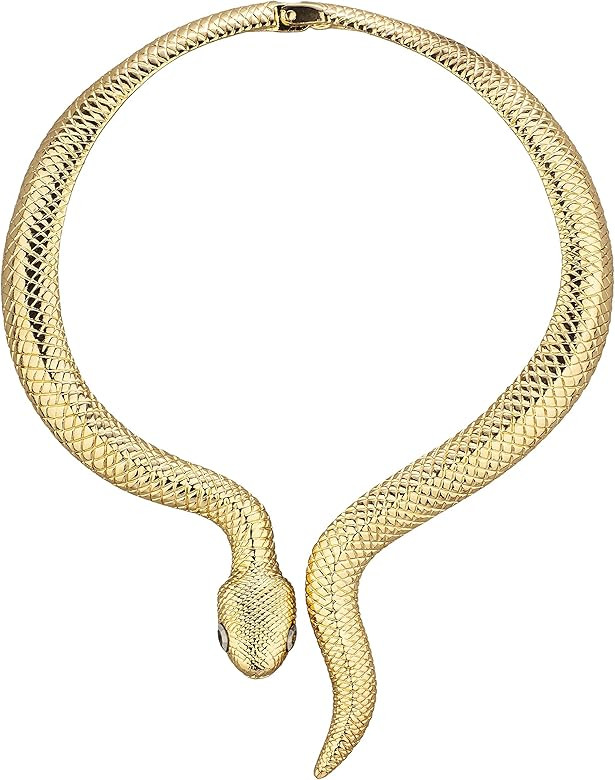 JOTW Goldtone Snake with Black Eyes Curved Bar Design Adjustable Neck Collar Choker Necklace | Amazon (US)