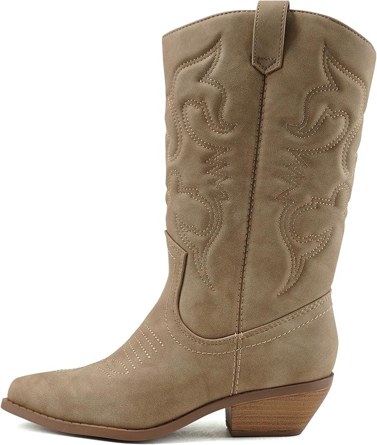Soda Reno Women Western Cowboy Pointed Toe Knee High Pull On Tabs Boots | Amazon (US)