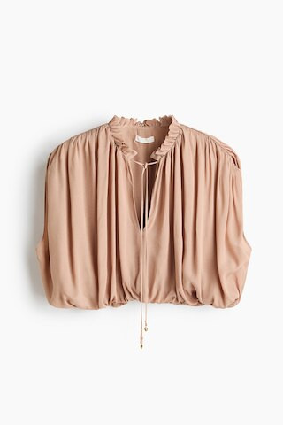 H & M - Oversized Bubble-Hem Blouse - Beige | H&M (US + CA)