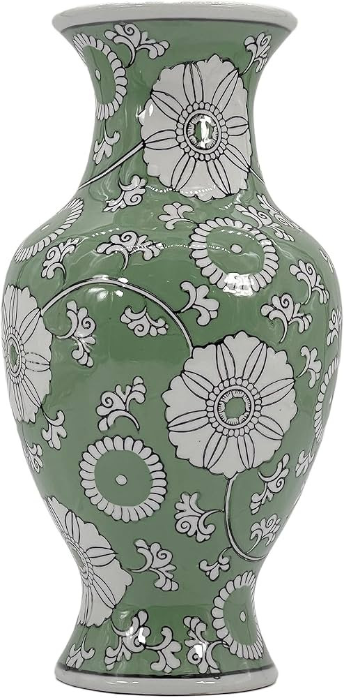 Galt Chinoiserie Ceramic Vase 14" - Hand Painted Antique Style Porcelain Flower Bottle Fishtail P... | Amazon (US)