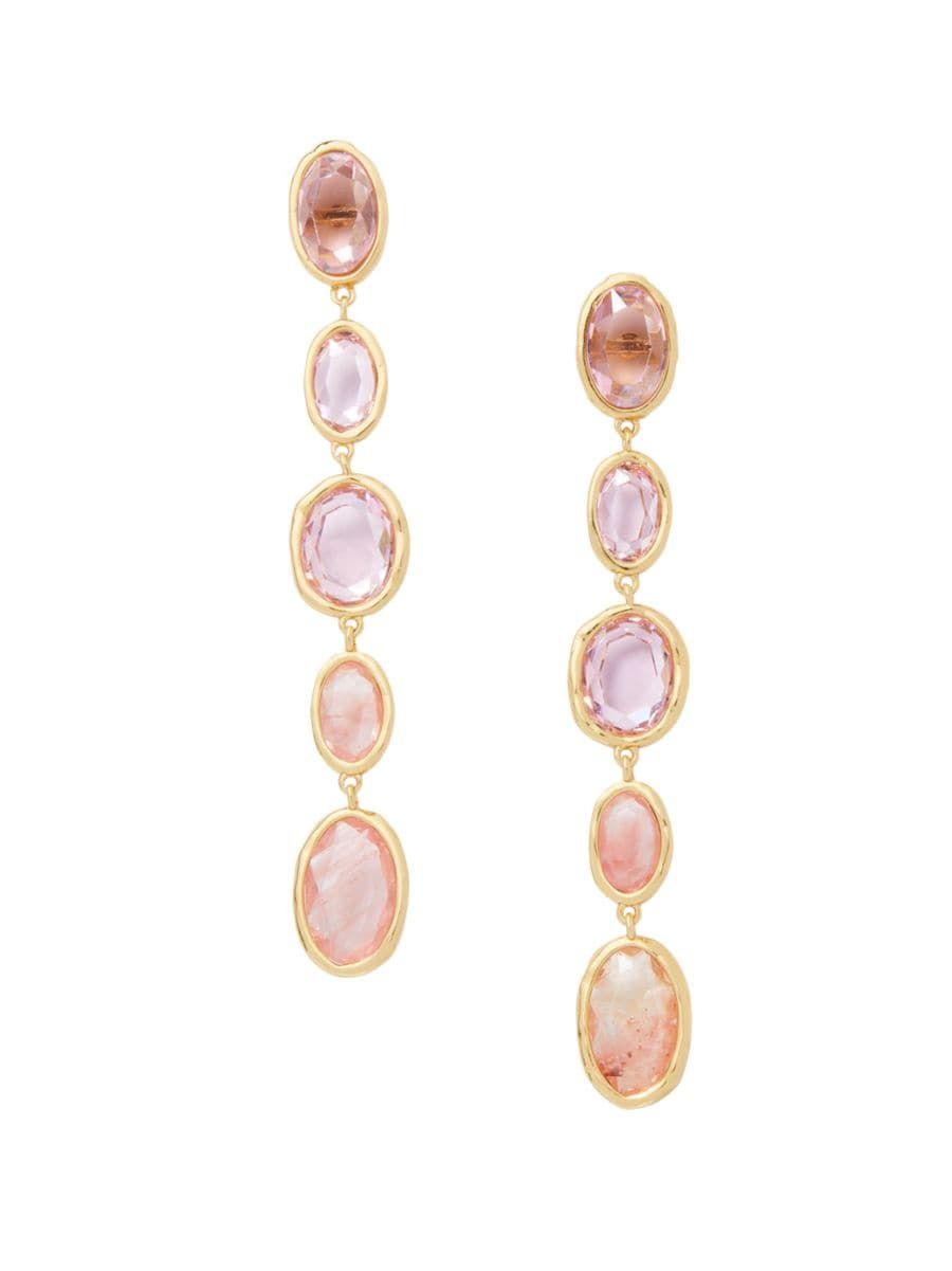 High Shine Goldtone & Glass Linear Drop Earrings | Saks Fifth Avenue