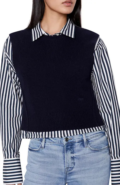 FRAME Recycled Cashmere & Wool Sweater Vest in Navy at Nordstrom, Size Small | Nordstrom