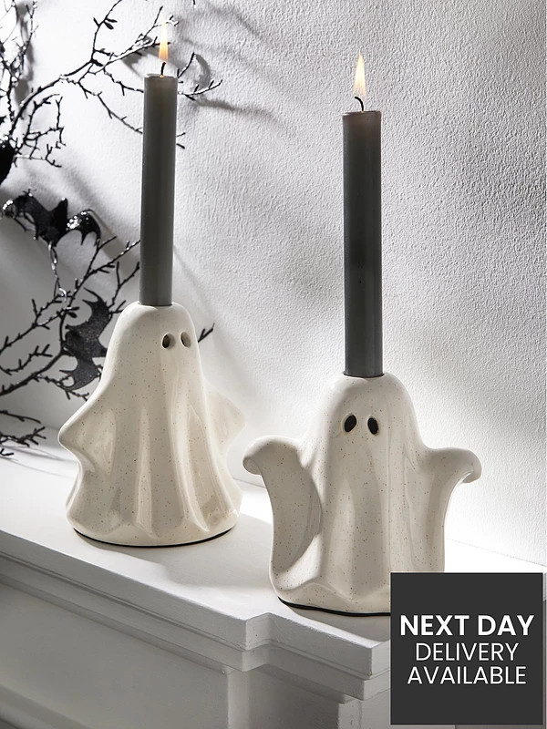 The Very Collection Set Of 2 Ceramic Ghost Shaped Candle Holders | Very (UK)