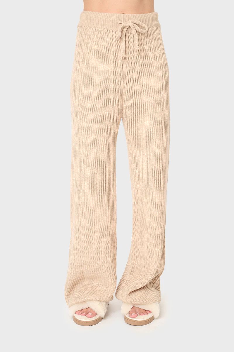 Drawstring Pull On Ribbed Sweater Knit Pant | Gibson